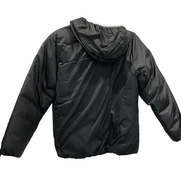 North Face Puffer Jacket Coat Girls XL 18 Black Gray Down Reversible Zip Hooded - Picture 3 of 11